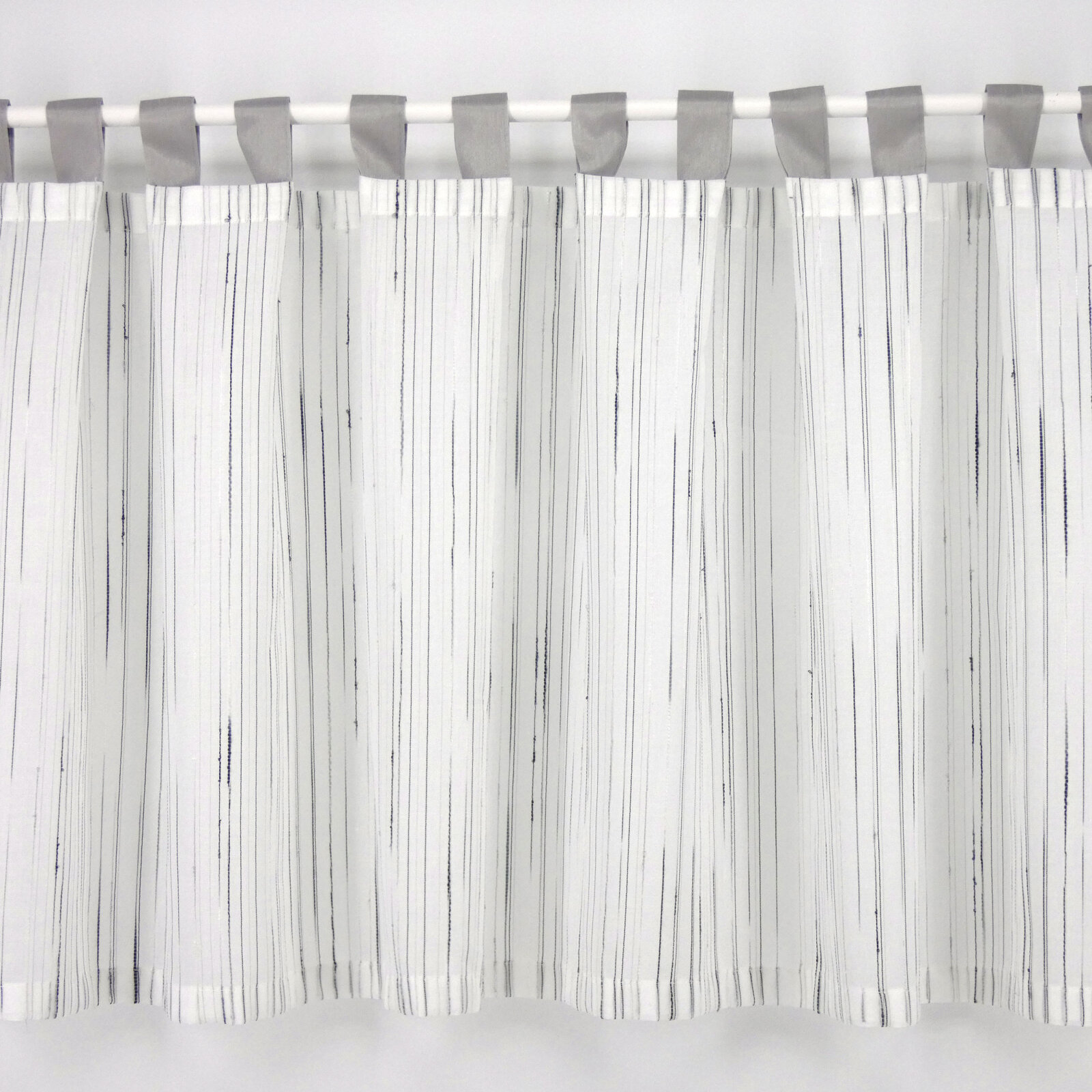 Schlaufen-Scheibengardine Streifen 50cm hoch mit silber-grauen
